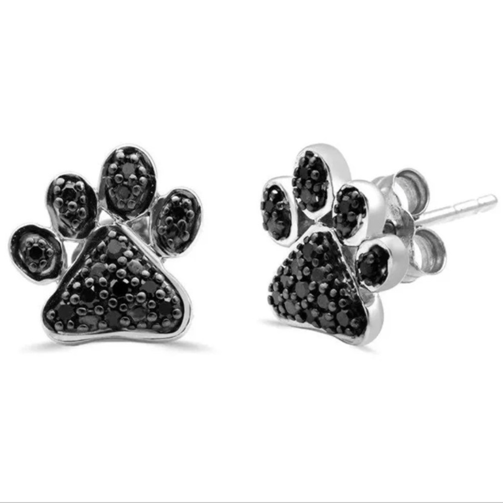 Natural Diamond Paw Earrings